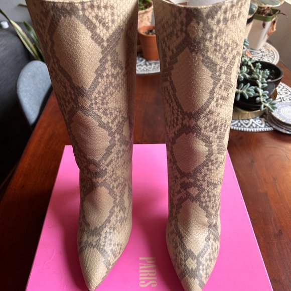 Paris Texas Leather Midi Calf Boot Faded Python Size 38.5 (7.5) US MSRP $775 - Picture 4 of 10